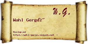Wahl Gergő névjegykártya