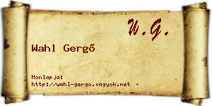 Wahl Gergő névjegykártya